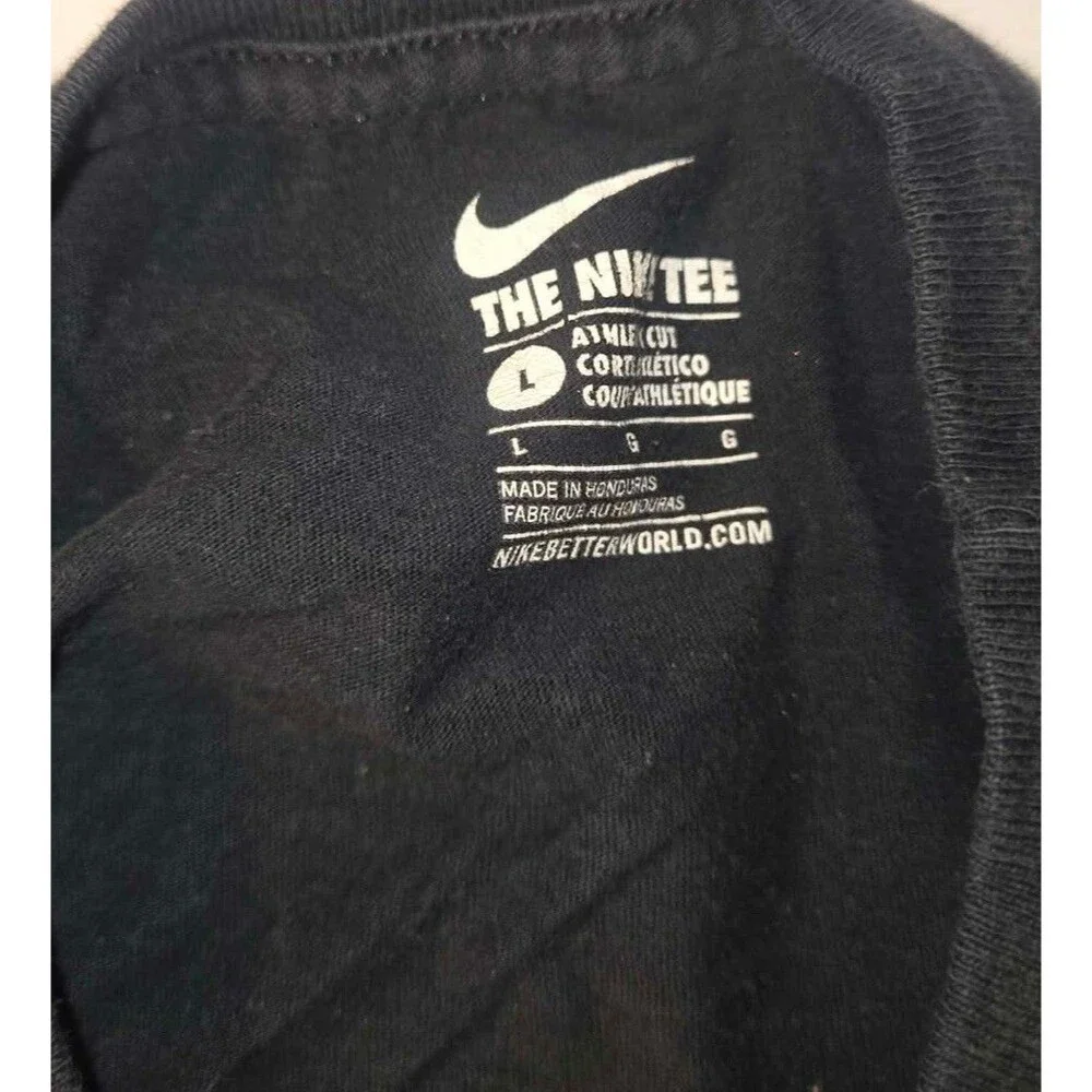 Nike Size L Kids Black Ocean Swoosh Logo Crew Neck Activewear T-shirt